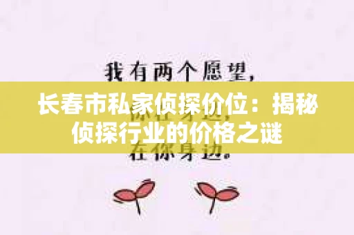 长春市私家侦探价位：揭秘侦探行业的价格之谜